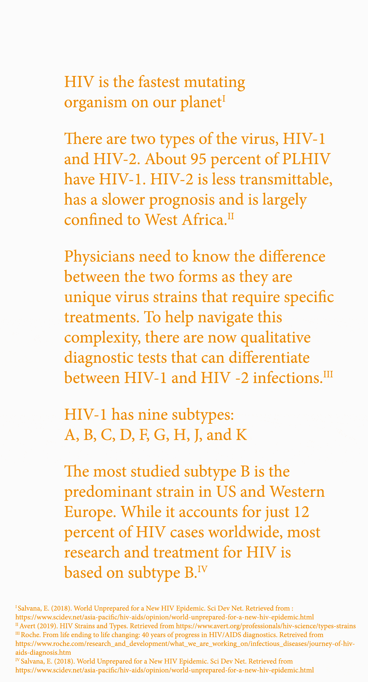 A graphic describing five facts about the many subtypes of HIV.